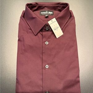 Express Men's Deep Burgundy Dress Shirt